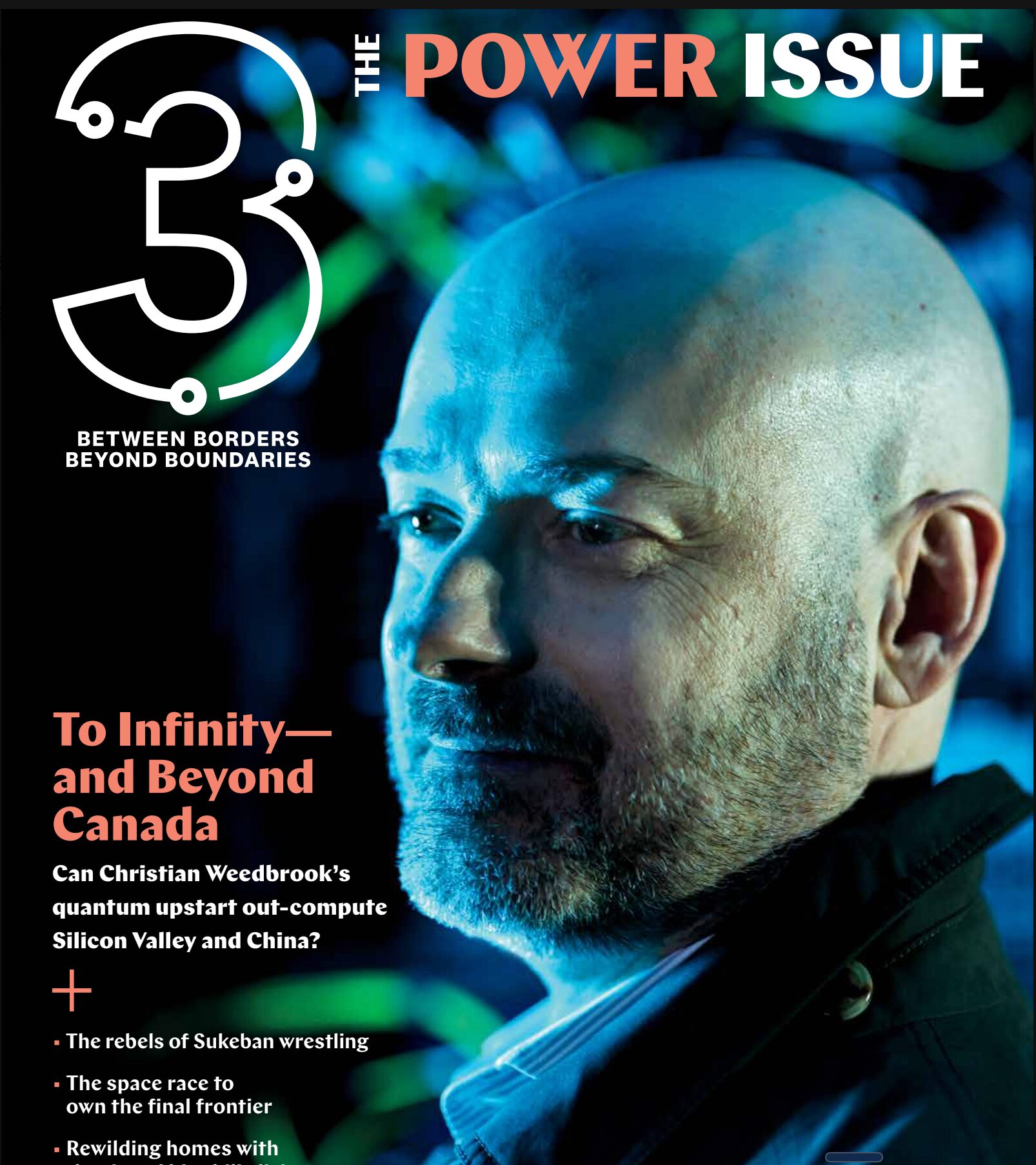 3 Magazine Power Issue cover featuring a man and text discussing culture, ideas, and global