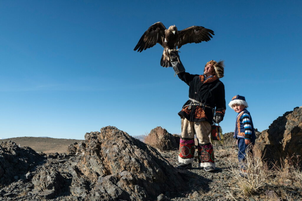 Eagle hunters in Mongolia;