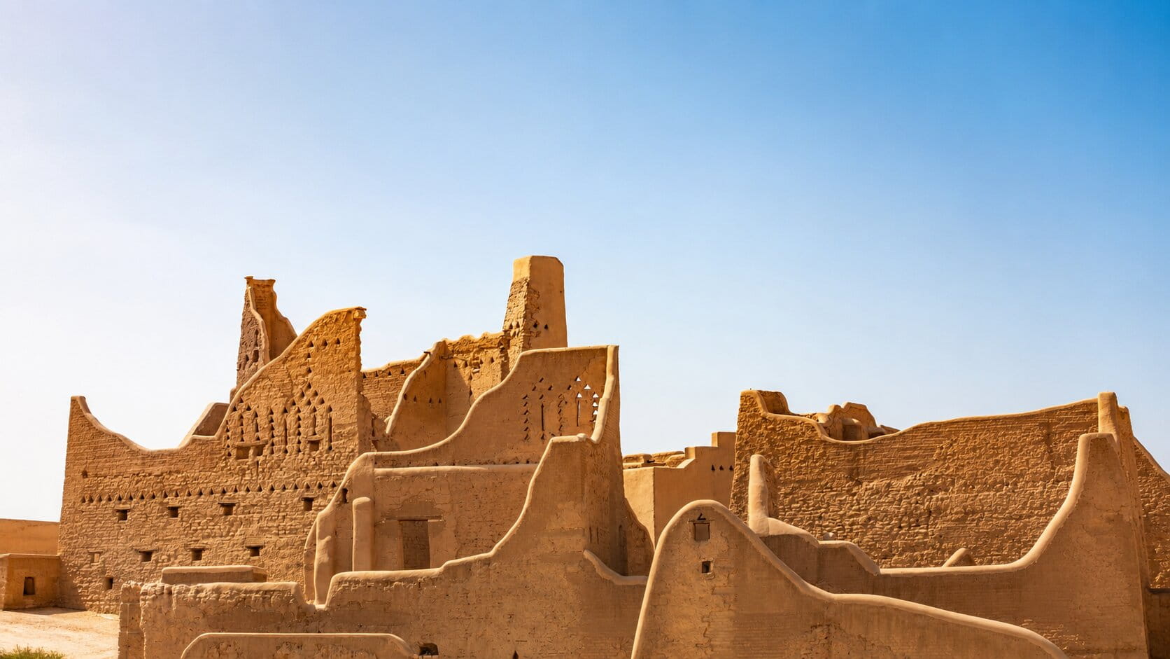 Traditional Najdi mud-brick architecture in Diriyah, Saudi Arabia