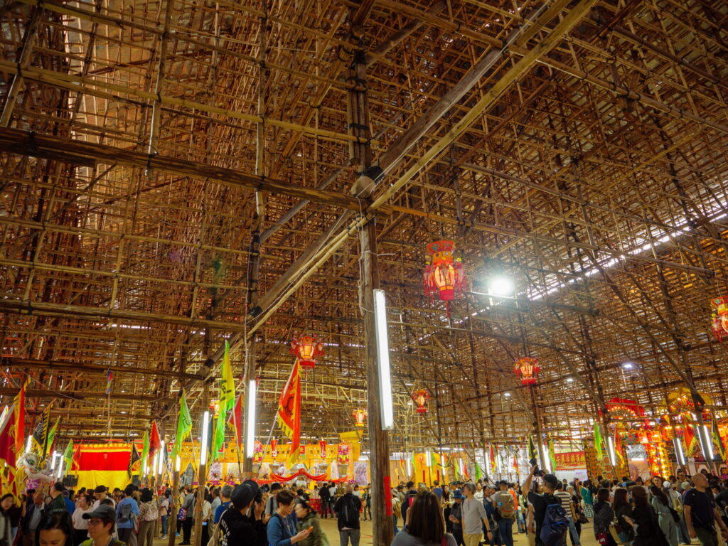 Traditional bamboo scaffolding structure used for Hong Kong cultural events and festivals