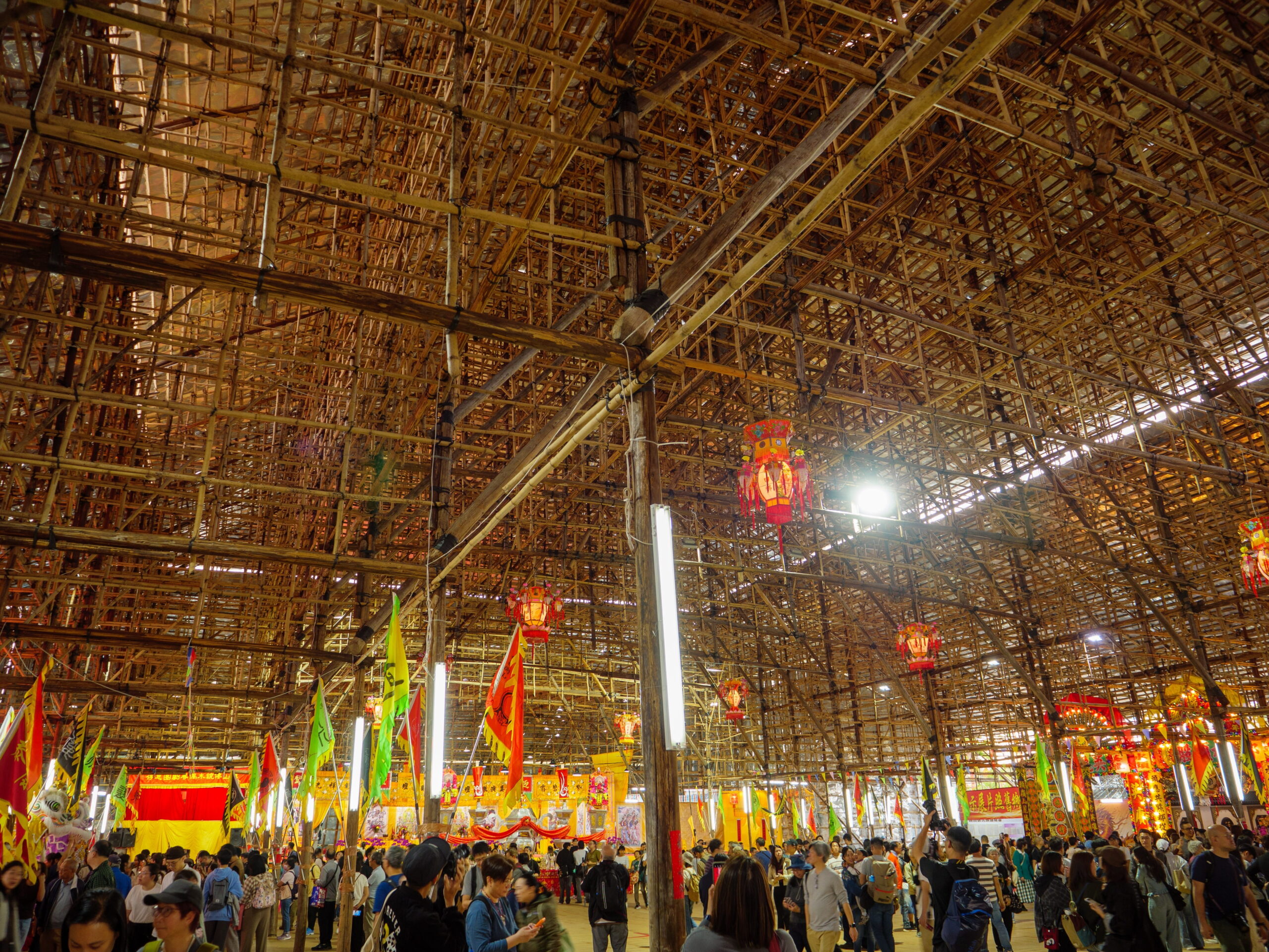 Traditional bamboo scaffolding structure used for Hong Kong cultural events and festivals