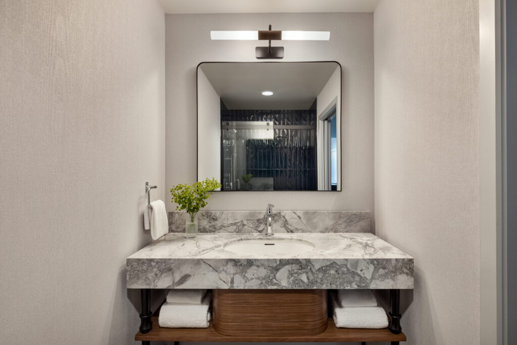 Marble bathroom vanity at Kimpton Hotel Monaco Seattle