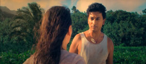 Scene from cross-cultural mystery romantic comedy Stranded Pearl