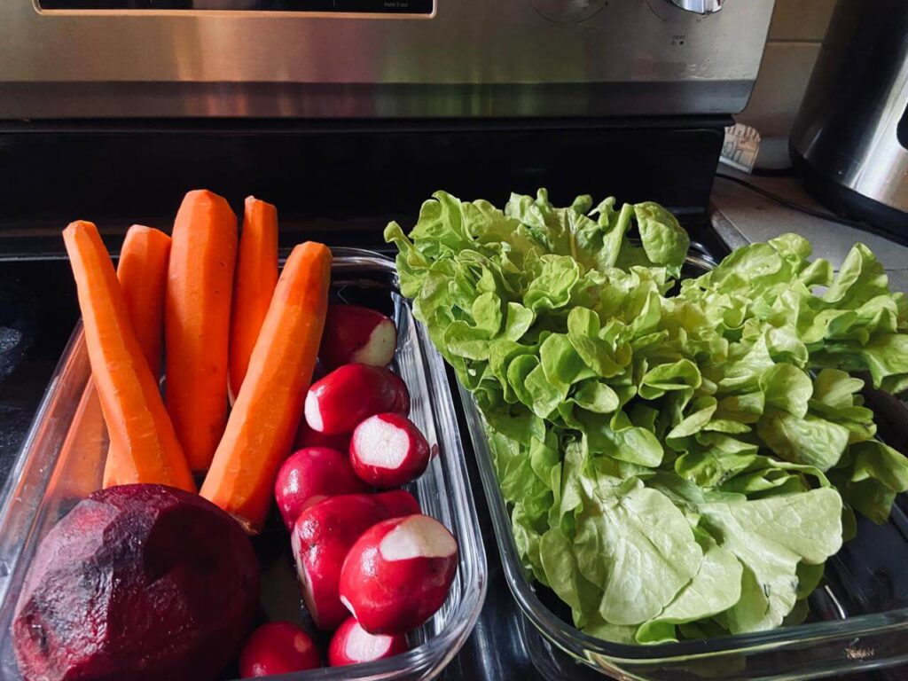Close up a fresh produce ready to cook at Bodhi.