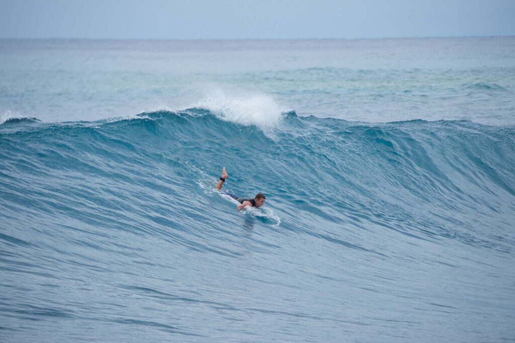 Popping up on a shortboard