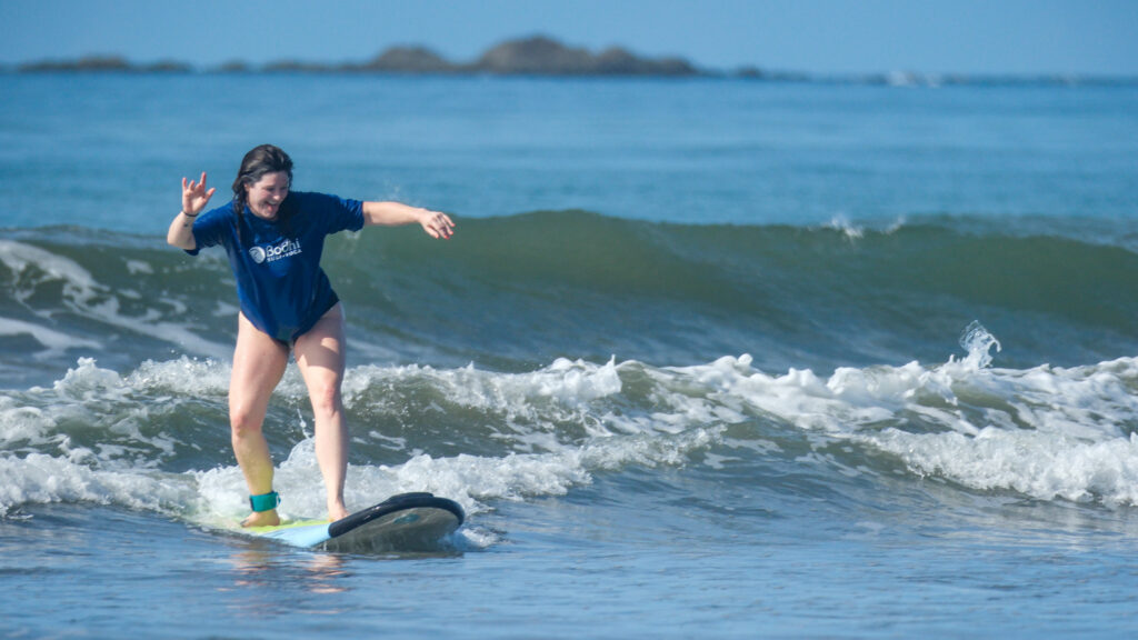 Surfing in the Marino Ballena National Park in Osa, Costa Rica
