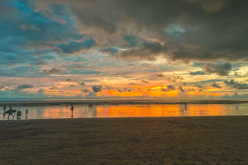 Beach sunset at the Marino Ballena National Park in Uvita, Osa, Costa Rica