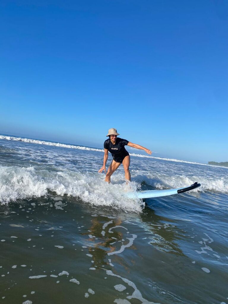 Surfing in the Marino Ballena National Park in Uvita, Osa, Costa Rica