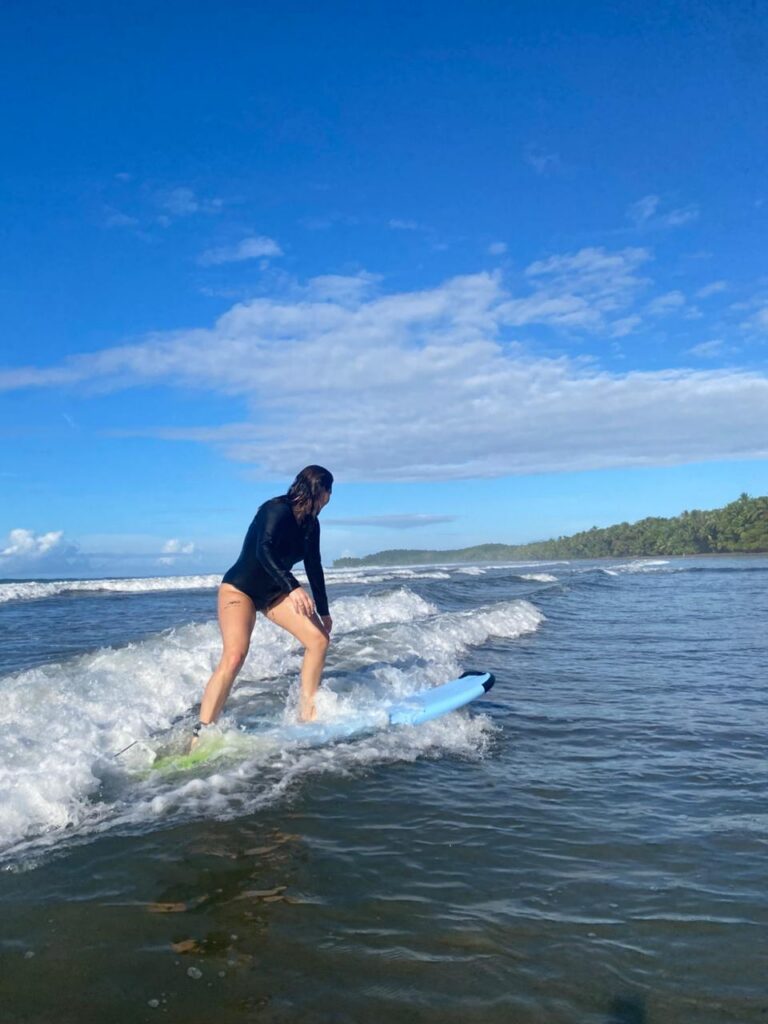 Surfing in the Marino Ballena National Park in Uvita, Osa, Costa Rica