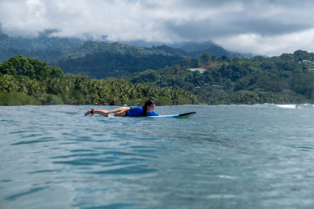 Surfing in the Marino Ballena National Park in Uvita, Osa, Costa Rica