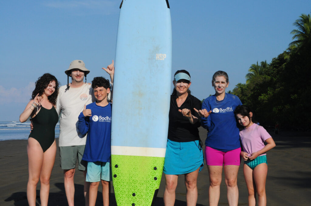 Family surf lessons with Bodhi Surf + Yoga at the Marino Ballena National Park in Uvita, Osa, Costa Rica