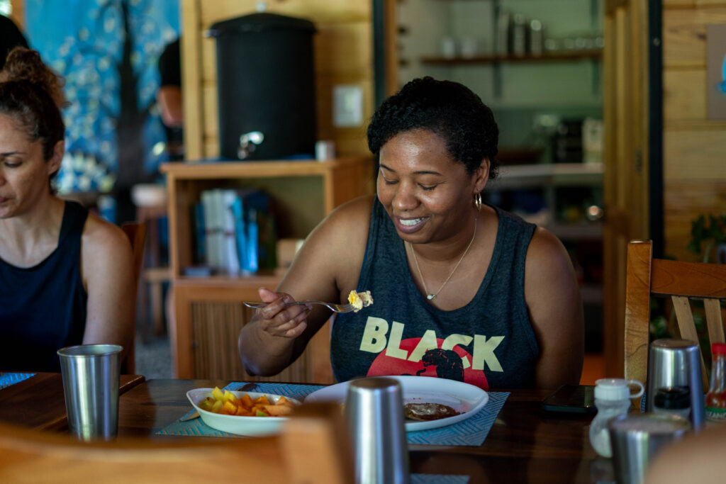 Family-style breakfast at Bodhi Surf + Yoga in Uvita, Osa, Costa Rica