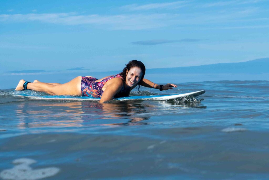 Surfing in the Marino Ballena National Park in Uvita, Osa, Costa Rica