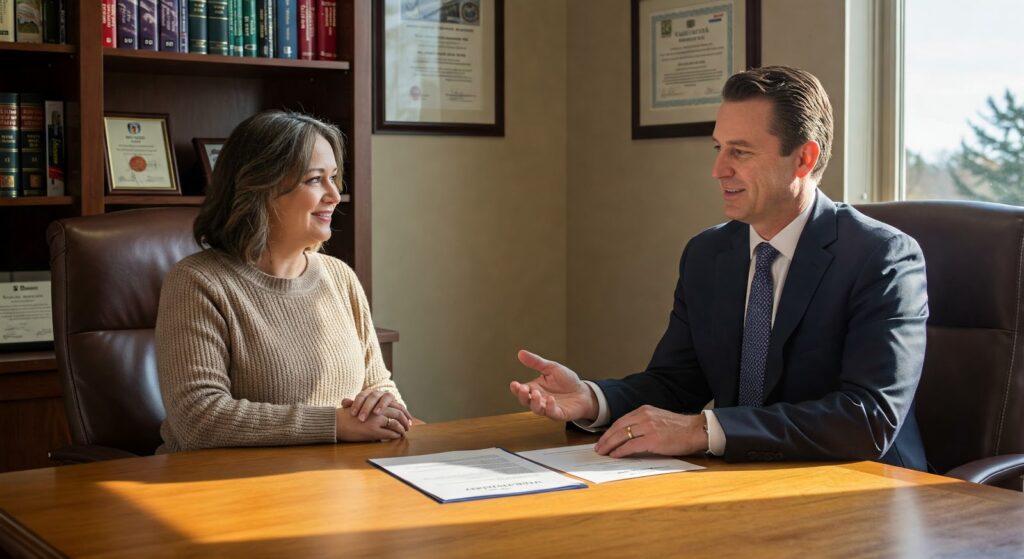 A property owner consulting a lawyer about RTA.