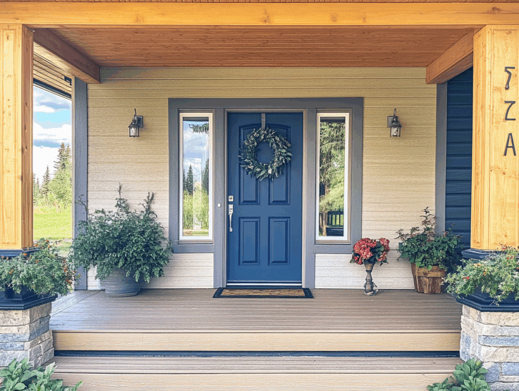 A newly painted front porch of a home in St. Paul