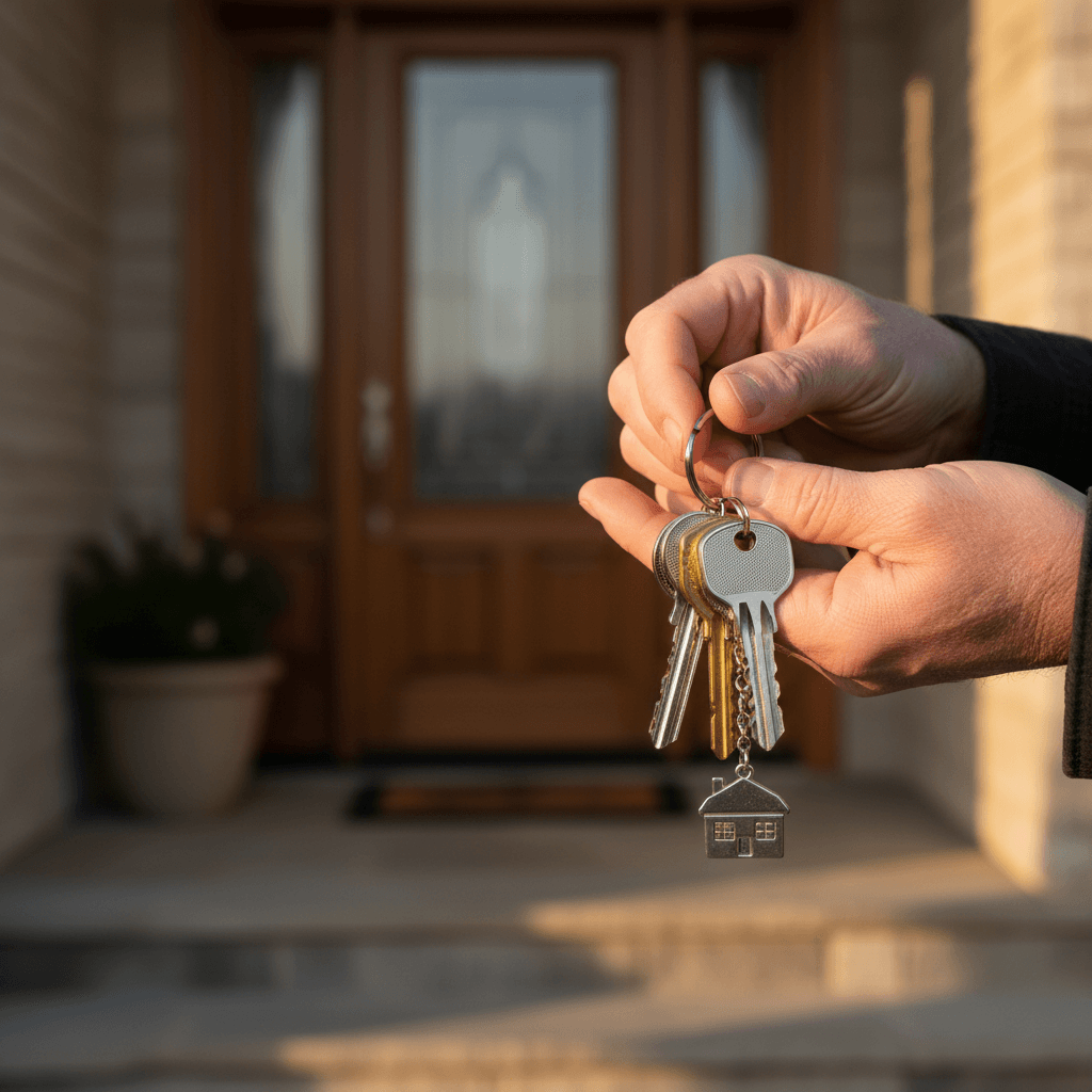 New homeowner holding house keys after using the Metis Down Payment Assistance Program