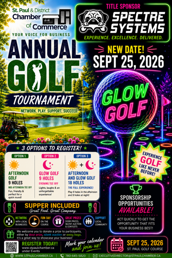 St. Paul Chamber of Commerce event poster for the Annual Golf Tournament on September 25, 2026