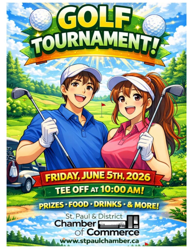 St. Paul & District Chamber of Commerce event poster for the Annual Golf Tournament on June 5, 2026