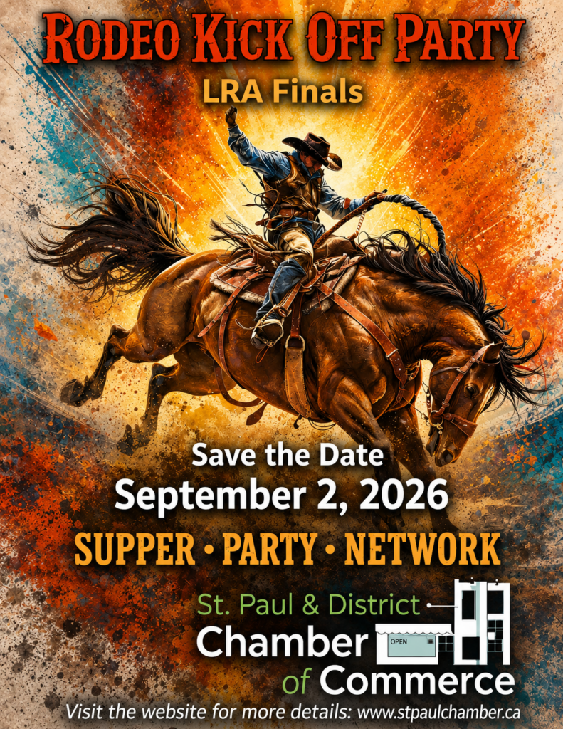 St. Paul Chamber of Commerce event poster for the LRA Rodeo Kick-off Party on September 2, 2026