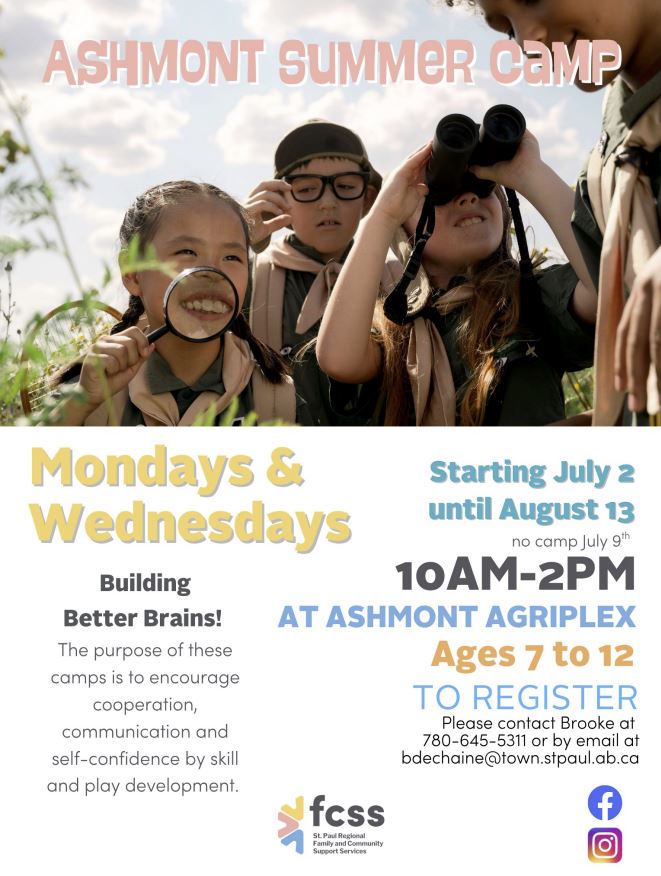 St. Paul Regional FCSS event poster for the Ashmont Summer Camp for 2025