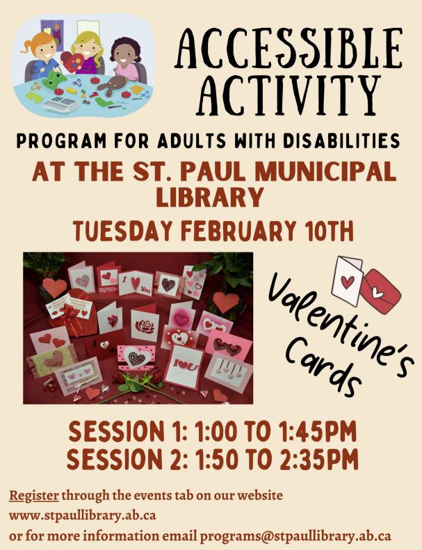 St. Paul Municipal Library event poster for Accessible Activity on February 10, 2026