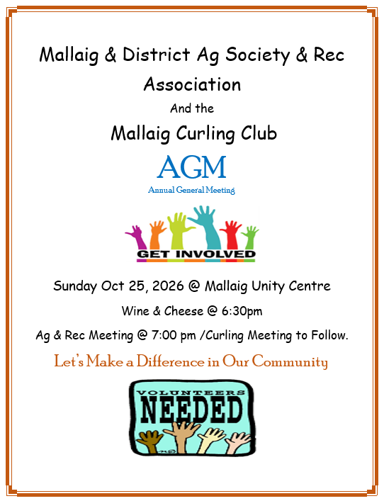 Mallaig Ag Society event poster for the AGM on October 25, 2026
