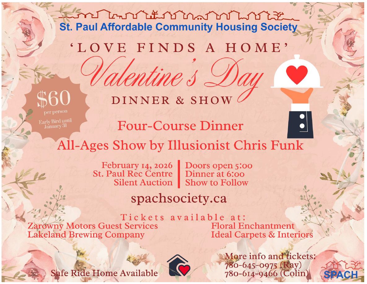 St. Paul Affordable Community Housing event poster for Valentine's Day: Love Finds a Home on February 14, 2026