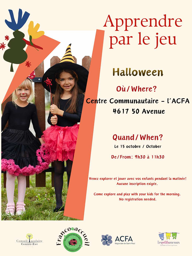 ACFA Regionale de Saint-Paul event poster for Apprendre par le jeu on October 15, 2026, in St. Paul, Alberta