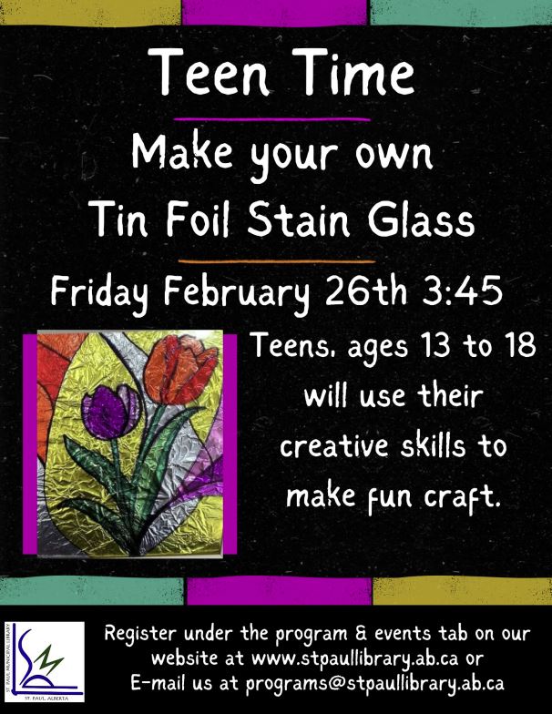 St. Paul Municipal Library event poster for Teen Time on February 26, 2026