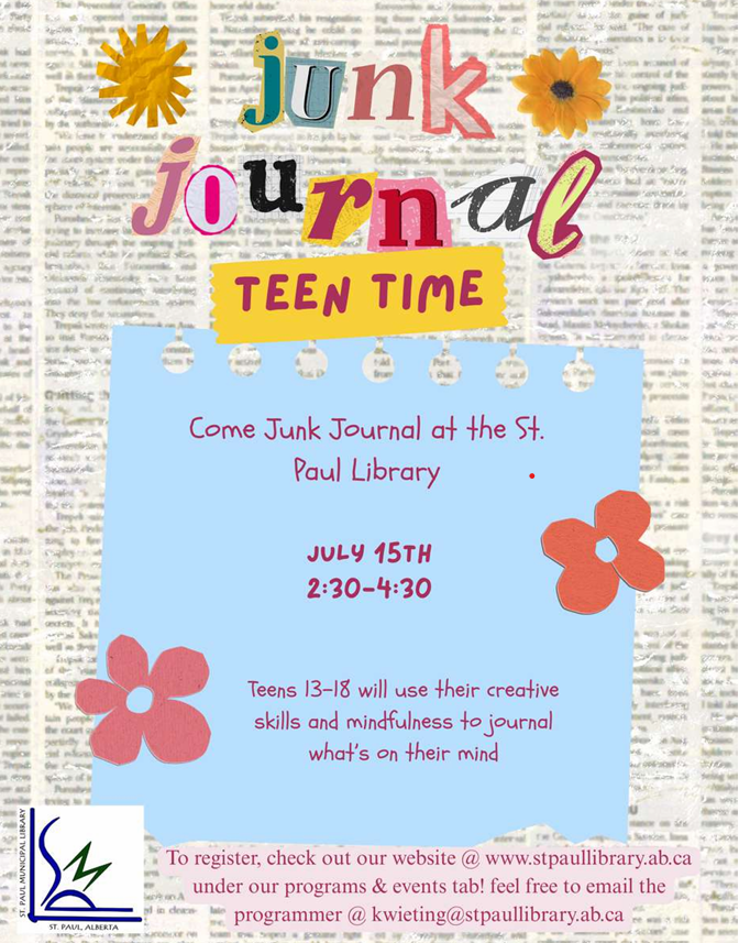 St. Paul Municipal Library event poster for Teen Time on July 15, 2026
