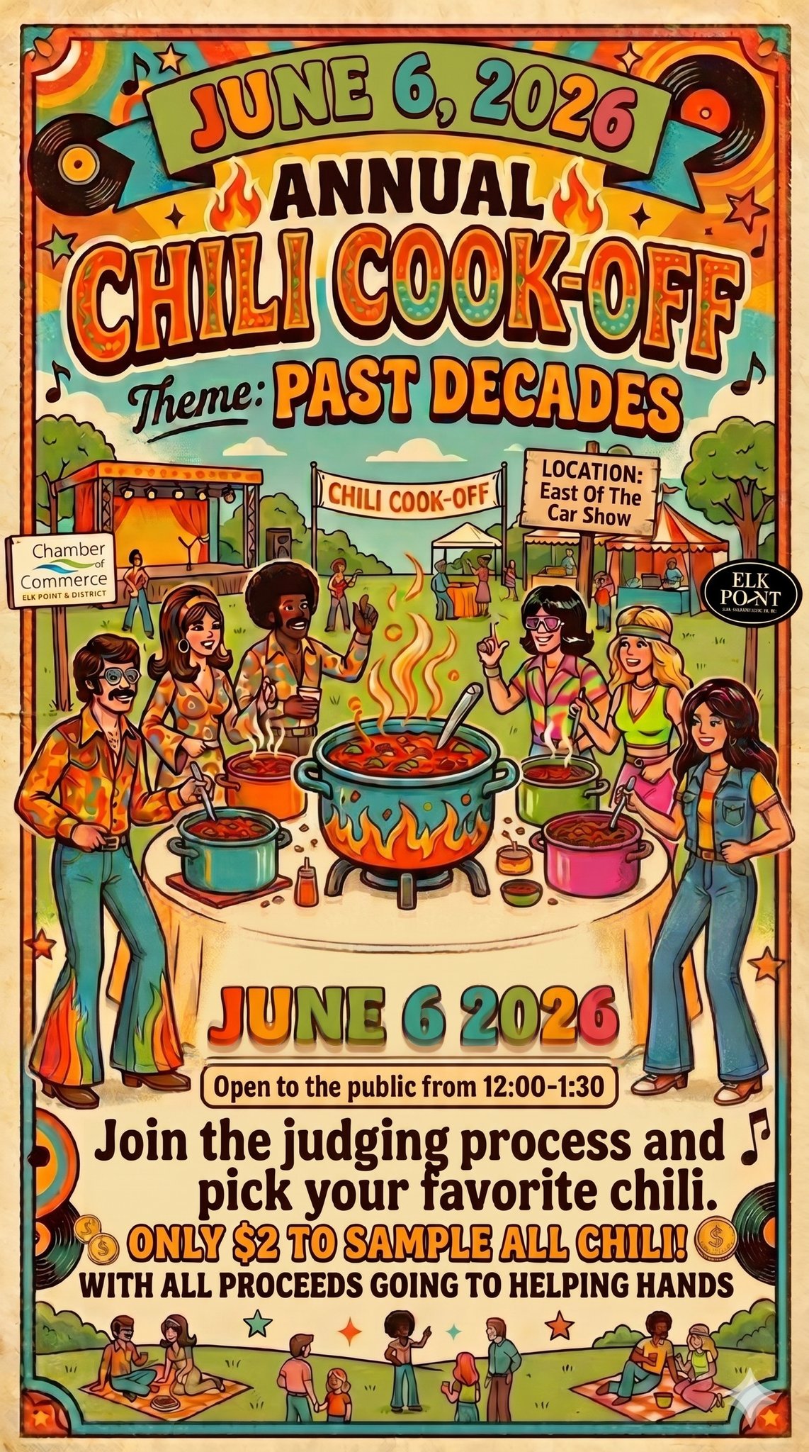 Town of Elk Point event poster for the 3rd Annual Chili Cook-off on June 6, 2026