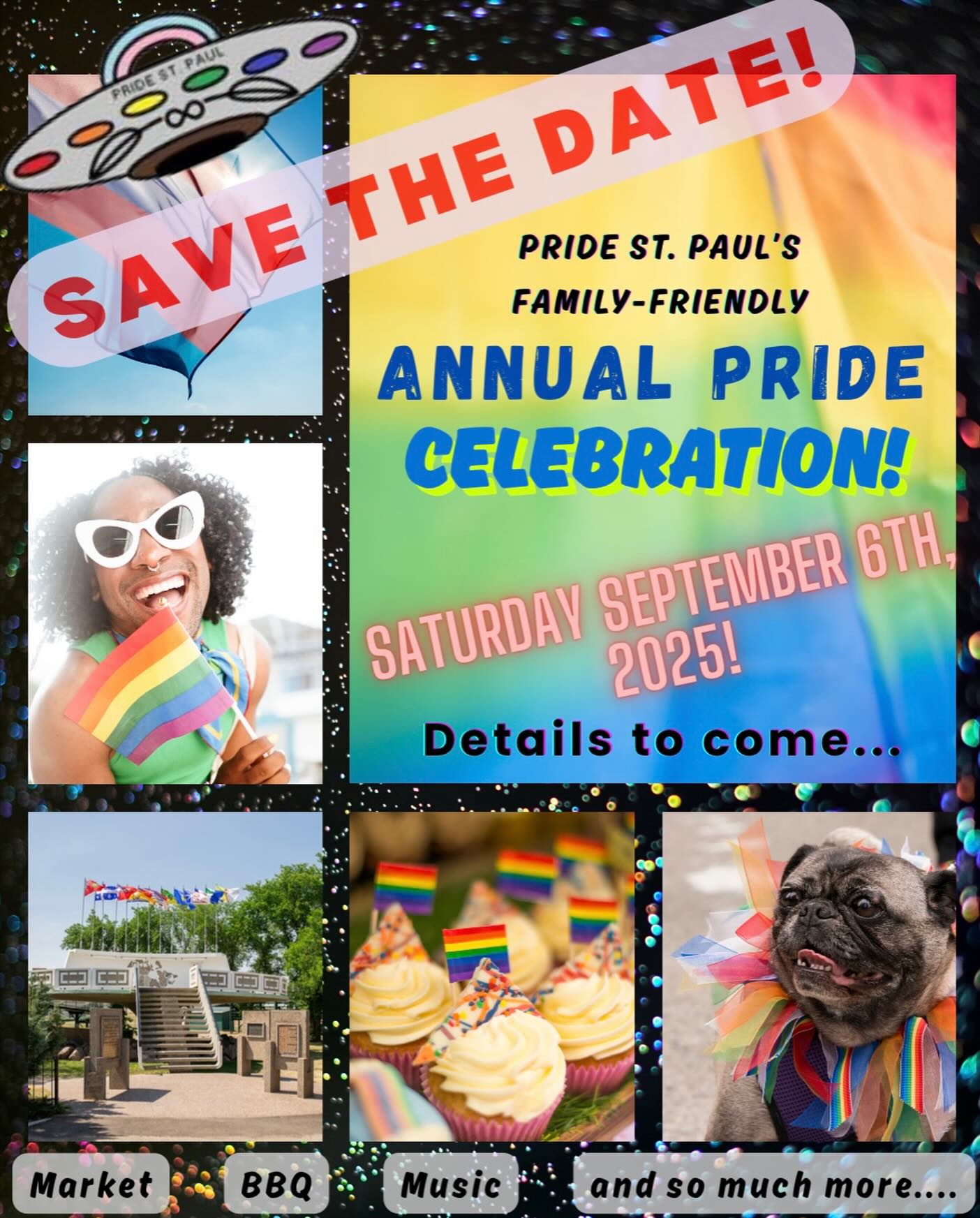 Pride St. Paul-Events-Annual Pride Celebration 20250906 Pride St. Paul 'Save the Date' poster for the Annual Pride Celebration in St. Paul, Alberta, on September 6, 2025