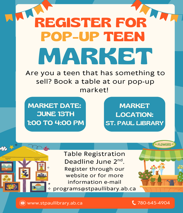 St. Paul Library event poster for Pop-Up Teen Market on June 13, 2026