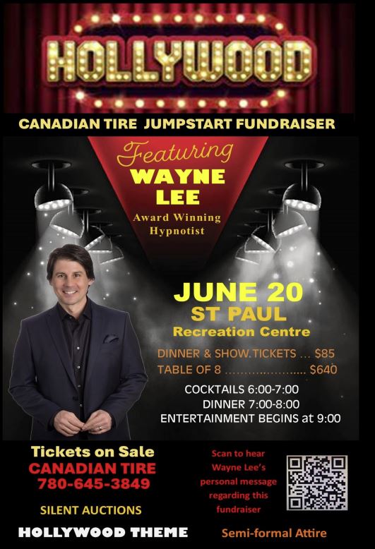 Canadian Tire event poster for the Jumpstart Fundraiser in St. Paul, Alberta, on June 20, 2025