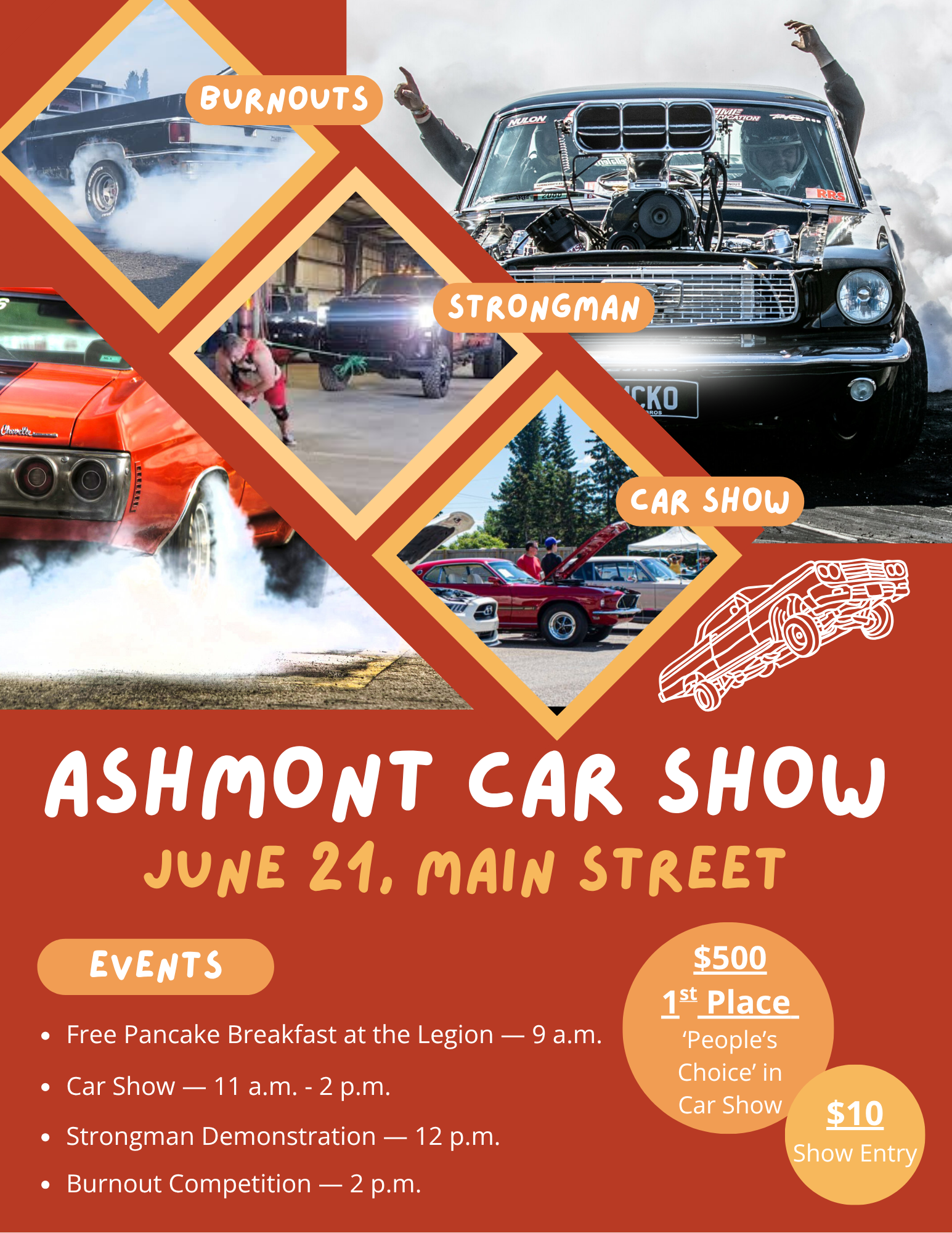 Event poster for the Car Show in Ashmont, Alberta, on June 21, 2025