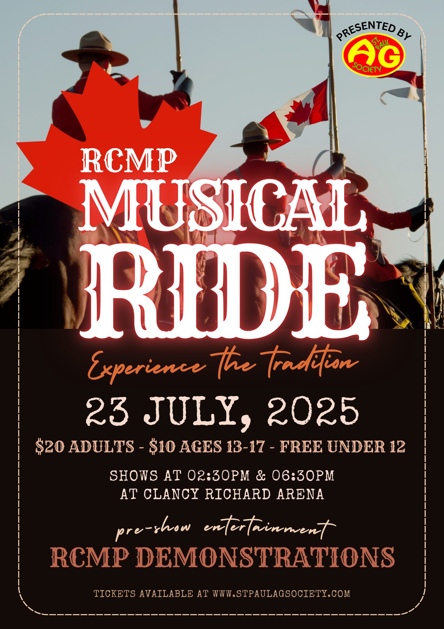 St. Paul Ag Society event poster for the RCMP Musical Ride on July 23, 2025