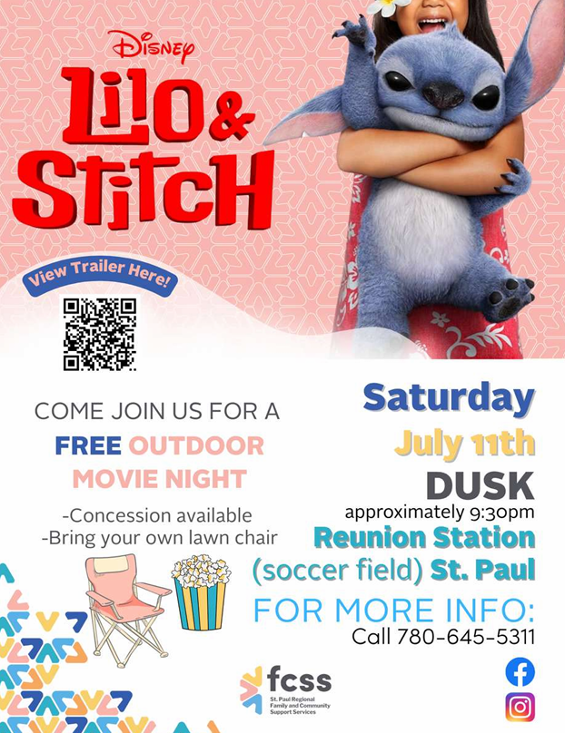 St. Paul Regional FCSS event poster for Movie Night on July 11, 2026