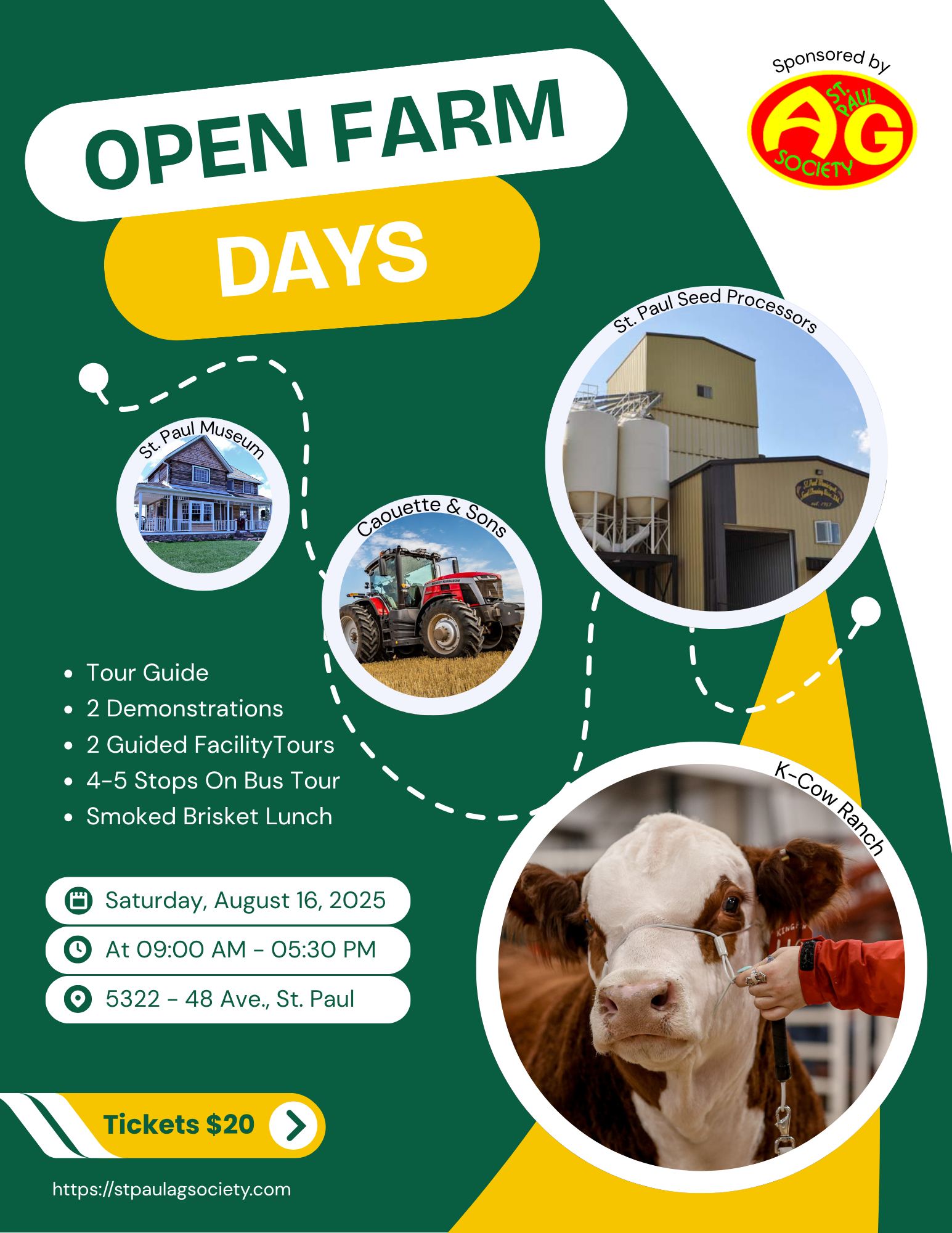 St. Paul Ag-Events-Open Farm Days Tour 20250816 St. Paul Ag Society event poster for Open Farm Days Tour on August 16, 2025, throughout the County of St. Paul