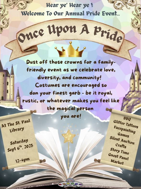 Pride St. Paul event poster for Once Upon a Pride, taking place September 6, 2025