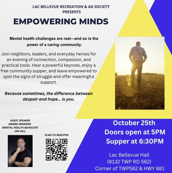 Lac Bellevue Ag Society event poster for Empowering Minds on October 25, 2025