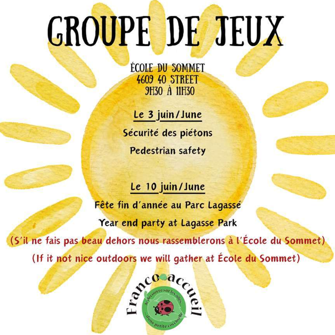 ACFA Regionale de Saint-Paul event poster for Groupe de jeux for June 2026