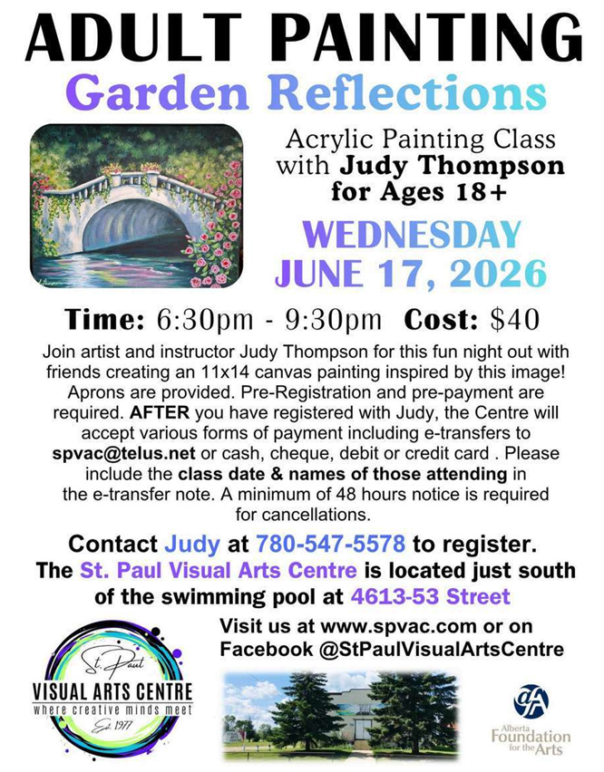 St. Paul Visual Arts Centre event poster for Adult Painting Class on June 17, 2026