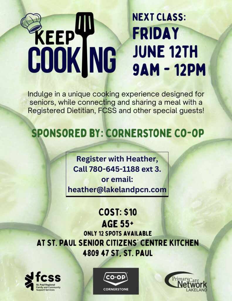 St. Paul Regional FCSS event poster for Keep Cooking on June 12, 2026