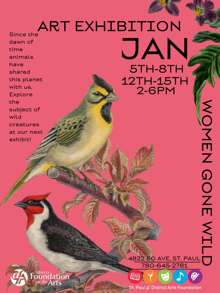 St. Paul & District Arts Foundation event poster for TREX Exhibit: Women Gone Wild from January 5-15, 2026