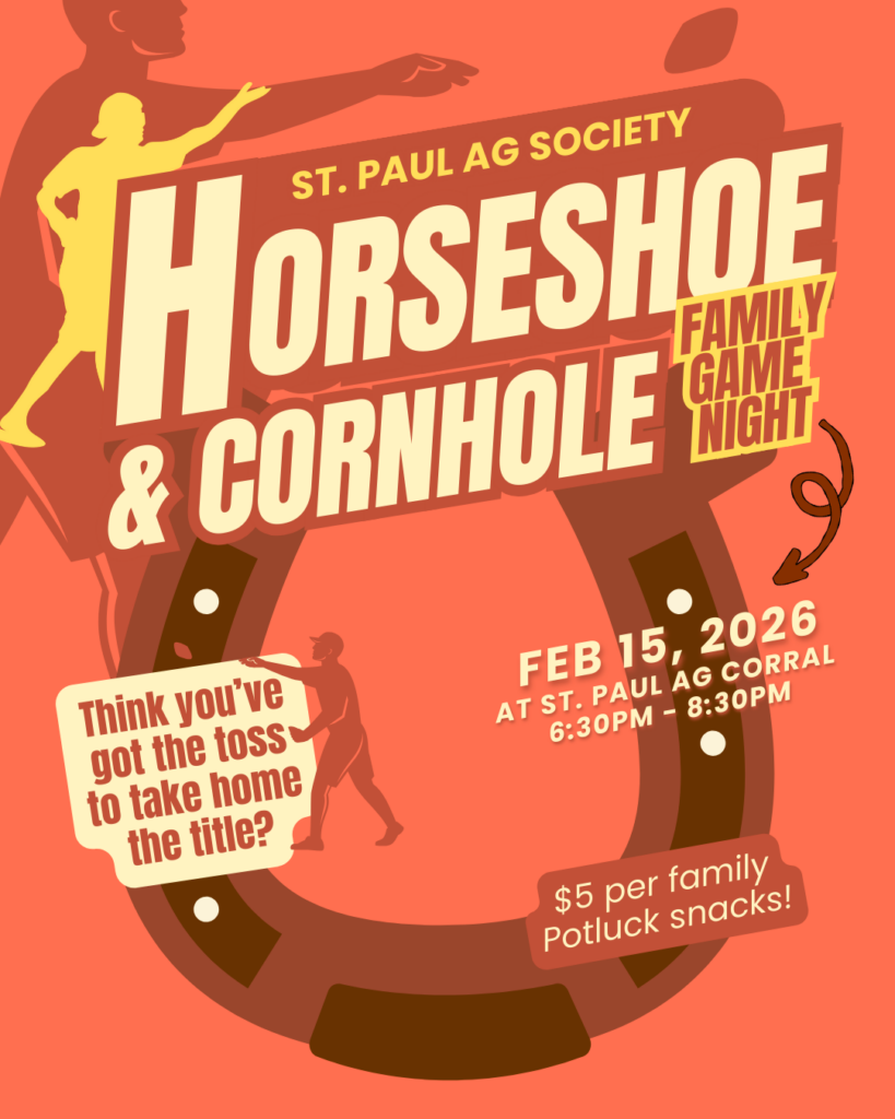 St. Paul Ag Society event poster for Family Game Night on February 15, 2026
