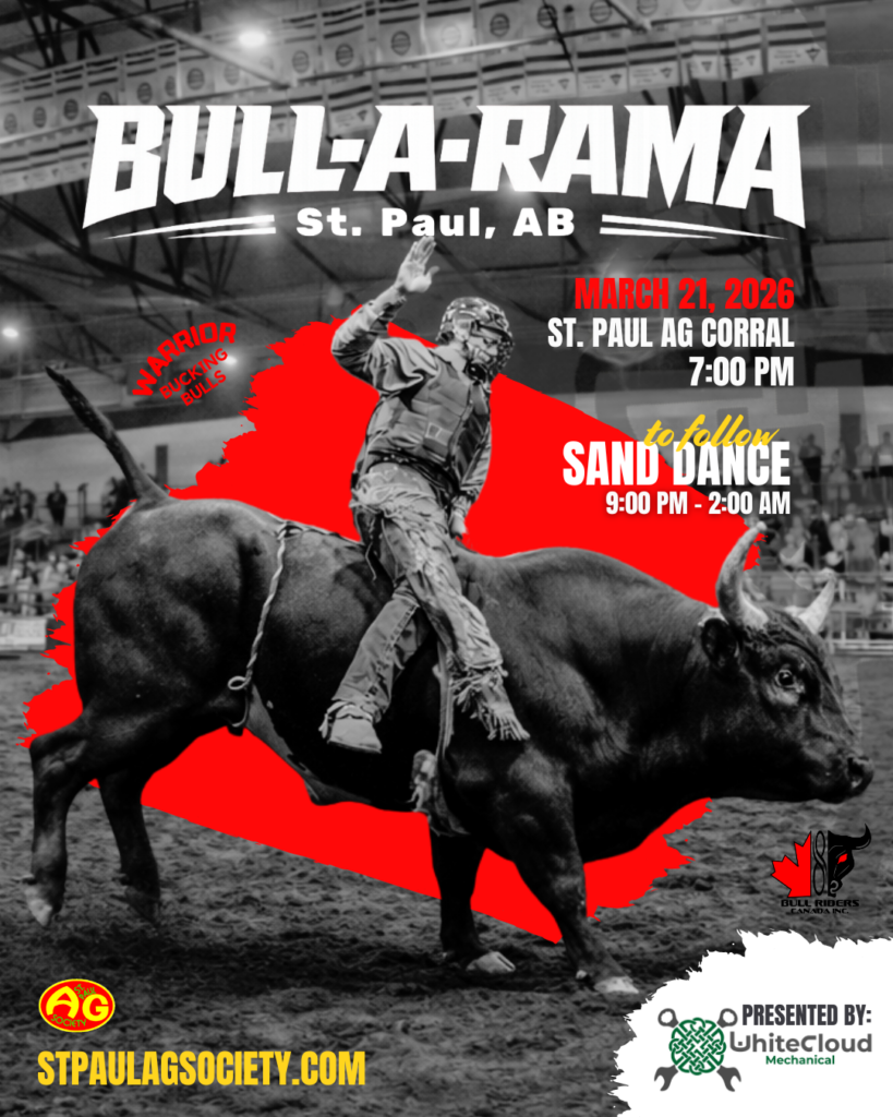 St. Paul Ag Society event poster for Bull-a-rama on March 21, 2026