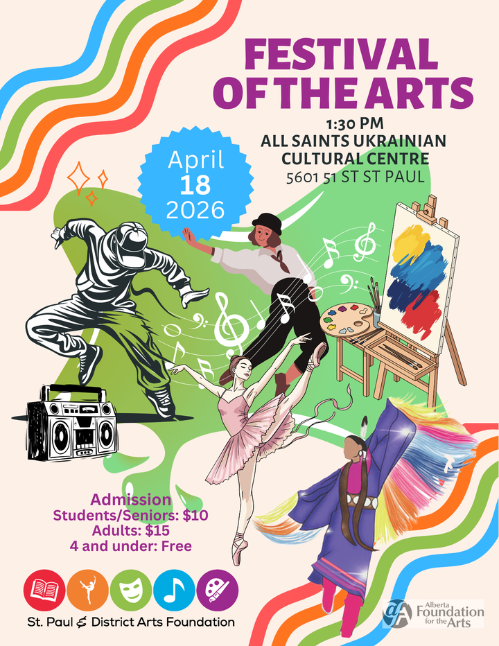 St. Paul & District Arts Foundation event poster for Festival of the Arts on April 18, 2026