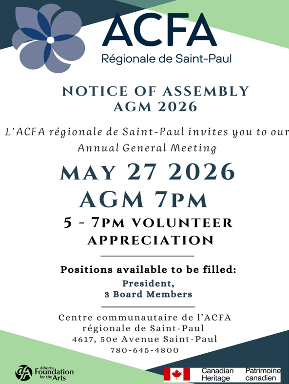 ACFA Regionale de Saint-Paul event poster for Annual General Meeting on May 27, 2026