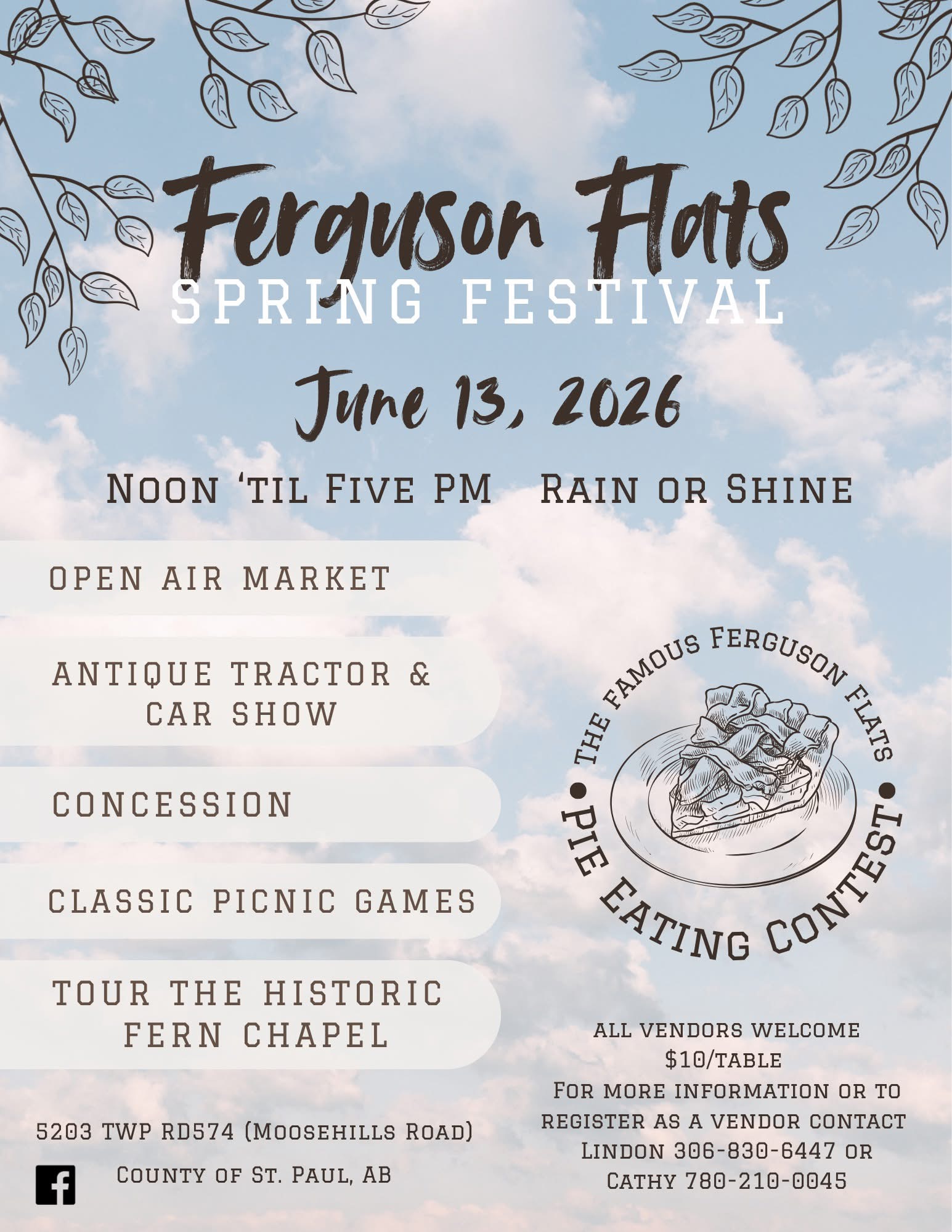 Ferguson Flats Association event poster for the Annual Spring Festival on June 13, 2026