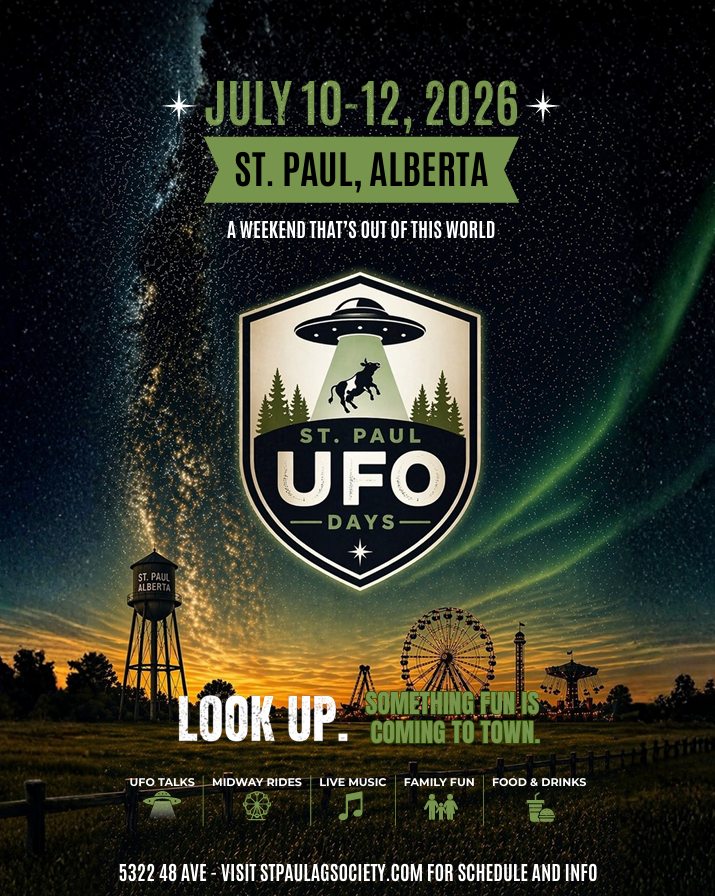 St. Paul Ag Society event poster for UFO Days from July 10-12, 2026